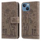 Embossing Rose Couple Leather Phone Case For iPhone 13 mini(Grey) - 1