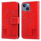 Embossing Rose Couple Leather Phone Case For iPhone 13 mini(Red) - 1