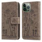 Embossing Rose Couple Leather Phone Case For iPhone 13 Pro Max(Grey) - 1