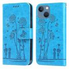 Embossing Rose Couple Leather Phone Case For iPhone 12 mini(Blue) - 1