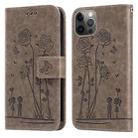 Embossing Rose Couple Leather Phone Case For iPhone 12 / 12 Pro(Grey) - 1