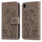 Embossing Rose Couple Leather Phone Case For iPhone XR(Grey) - 1