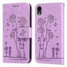 Embossing Rose Couple Leather Phone Case For iPhone XR(Purple) - 1