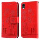 Embossing Rose Couple Leather Phone Case For iPhone XR(Red) - 1