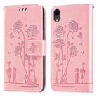 Embossing Rose Couple Leather Phone Case For iPhone XR(Pink) - 1
