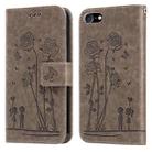 For iPhone SE 2022 / SE 2020 / 8 / 7 Embossing Rose Couple Leather Phone Case(Grey) - 1