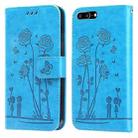 Embossing Rose Couple Leather Phone Case For iPhone 8 Plus / 7 Plus(Blue) - 1