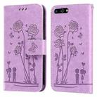 Embossing Rose Couple Leather Phone Case For iPhone 8 Plus / 7 Plus(Purple) - 1