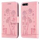 Embossing Rose Couple Leather Phone Case For iPhone 8 Plus / 7 Plus(Pink) - 1