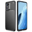 For OPPO Reno7 4G Global Carbon Fiber Texture Shockproof TPU Phone Case(Black) - 1