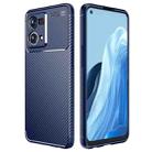 For OPPO Reno7 4G Global Carbon Fiber Texture Shockproof TPU Phone Case(Blue) - 1