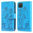 For Samsung Galaxy A12 5G Embossing Rose Couple Leather Phone Case(Blue) - 1