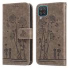 For Samsung Galaxy A12 5G Embossing Rose Couple Leather Phone Case(Grey) - 1