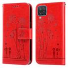For Samsung Galaxy A12 5G Embossing Rose Couple Leather Phone Case(Red) - 1