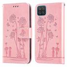 For Samsung Galaxy A12 5G Embossing Rose Couple Leather Phone Case(Pink) - 1