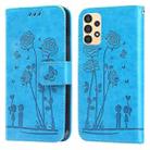 For Samsung Galaxy A13 4G Embossing Rose Couple Leather Phone Case(Blue) - 1
