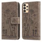For Samsung Galaxy A13 4G Embossing Rose Couple Leather Phone Case(Grey) - 1
