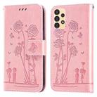 For Samsung Galaxy A13 4G Embossing Rose Couple Leather Phone Case(Pink) - 1