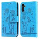 For Samsung Galaxy A13 5G Embossing Rose Couple Leather Phone Case(Blue) - 1