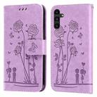 For Samsung Galaxy A13 5G Embossing Rose Couple Leather Phone Case(Purple) - 1