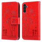 For Samsung Galaxy A13 5G Embossing Rose Couple Leather Phone Case(Red) - 1