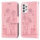 For Samsung Galaxy A23 Embossing Rose Couple Leather Phone Case(Pink) - 1