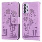 For Samsung Galaxy A32 5G Embossing Rose Couple Leather Phone Case(Purple) - 1