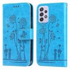 For Samsung Galaxy A52 5G Embossing Rose Couple Leather Phone Case(Blue) - 1