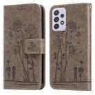 For Samsung Galaxy A52 5G Embossing Rose Couple Leather Phone Case(Grey) - 1