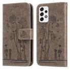 For Samsung Galaxy A53 5G Embossing Rose Couple Leather Phone Case(Grey) - 1
