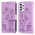 For Samsung Galaxy A53 5G Embossing Rose Couple Leather Phone Case(Purple) - 1