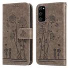 For Samsung Galaxy S20 FE 4G&5G / S20 Lite Embossing Rose Couple Leather Phone Case(Grey) - 1