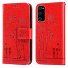 For Samsung Galaxy S20 FE 4G&5G / S20 Lite Embossing Rose Couple Leather Phone Case(Red) - 1