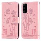 For Samsung Galaxy S20 FE 4G&5G / S20 Lite Embossing Rose Couple Leather Phone Case(Pink) - 1