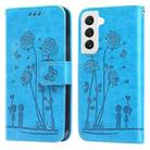 For Samsung Galaxy S22 5G Embossing Rose Couple Leather Phone Case(Blue) - 1