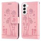 For Samsung Galaxy S22 5G Embossing Rose Couple Leather Phone Case(Pink) - 1