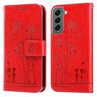 For Samsung Galaxy S22+ 5G Embossing Rose Couple Leather Phone Case(Red) - 1