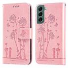 For Samsung Galaxy S22+ 5G Embossing Rose Couple Leather Phone Case(Pink) - 1