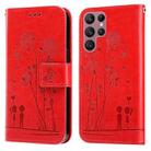 For Samsung Galaxy S22 Ultra 5G Embossing Rose Couple Leather Phone Case(Red) - 1