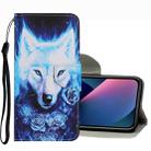 For iPhone 13 mini Coloured Drawing Pattern Leather Phone Case (Rose Wolf) - 1