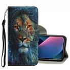 For iPhone 13 mini Coloured Drawing Pattern Leather Phone Case (Lion) - 1