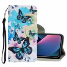 For iPhone 13 mini Coloured Drawing Pattern Leather Phone Case (Purple Butterfly) - 1