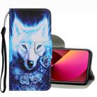 For iPhone 13 Coloured Drawing Pattern Leather Phone Case(Rose Wolf) - 1