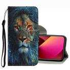 For iPhone 13 Coloured Drawing Pattern Leather Phone Case(Lion) - 1