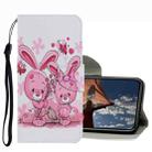 For iPhone 13 Pro Coloured Drawing Pattern Leather Phone Case (Cute Rabbit) - 1