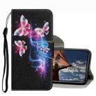 For iPhone 13 Pro Coloured Drawing Pattern Leather Phone Case (Three Fluorescent Butterflies) - 1