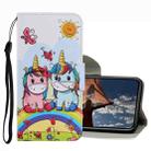 For iPhone 13 Pro Coloured Drawing Pattern Leather Phone Case (Couple Unicorn) - 1