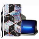 For iPhone 13 Pro Max Coloured Drawing Pattern Leather Phone Case (Black Marble) - 1