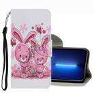 For iPhone 13 Pro Max Coloured Drawing Pattern Leather Phone Case (Cute Rabbit) - 1
