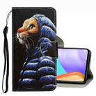 For Samsung Galaxy A53 3D Colored Drawing Leather Phone Case(Down Jacket Cat) - 1